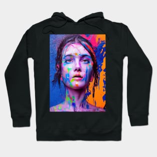 Painted Insanity Dripping Madness 1 - Abstract Surreal Expressionism Digital Art - Bright Colorful Portrait Painting - Dripping Wet Paint & Liquid Colors Hoodie